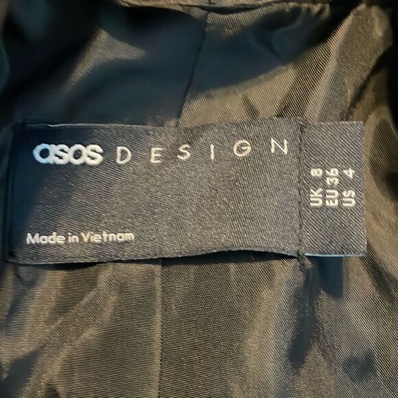 ASOS Design Strong Shoulder Tailored Bomber Jacket Black 4 - Picture 5 of 10